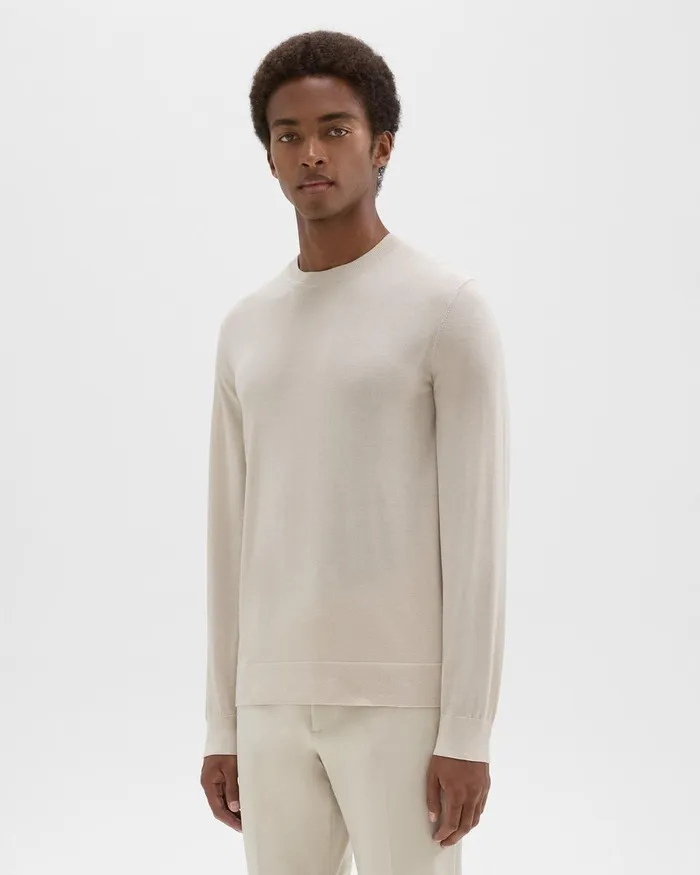 Theory Sweaters Cardigans Crewneck Sweater In Regal Wool Sand 8211 Men