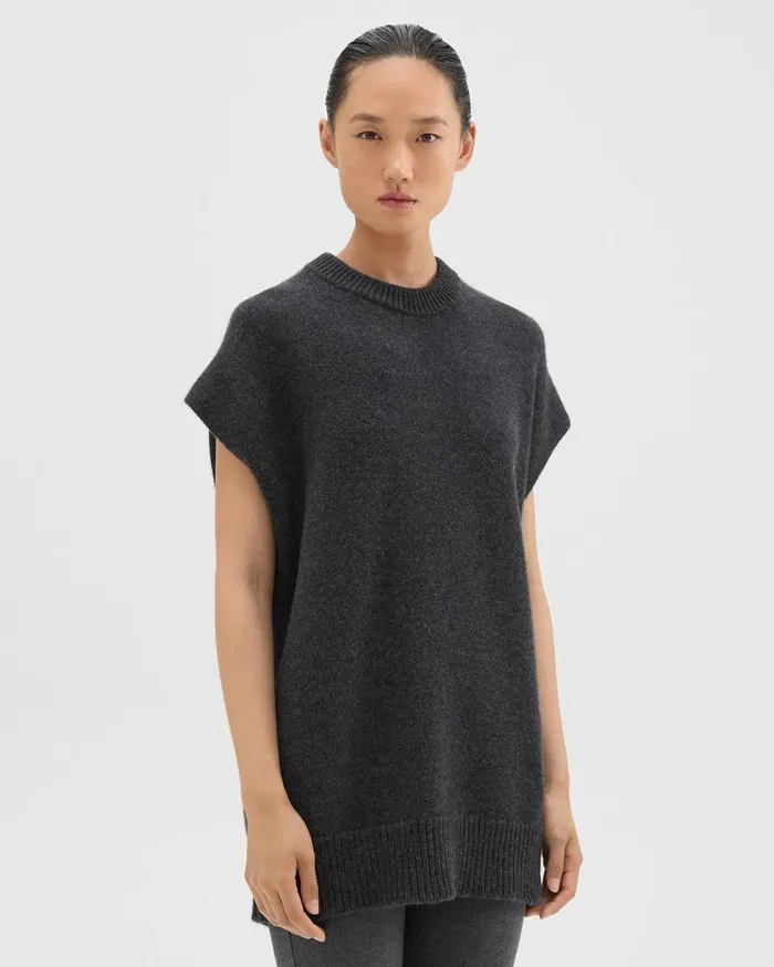 Theory Sweaters Cardigans Oversized Sweater Vest In Recycled WoolCashmere Pestle Melange 8211 Women