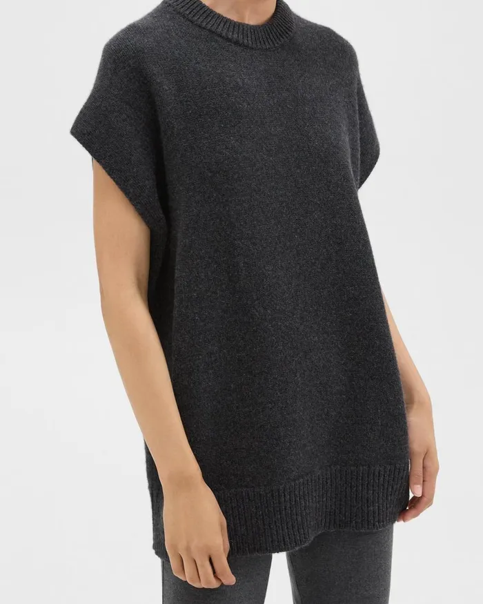 Theory Sweaters Cardigans Oversized Sweater Vest In Recycled WoolCashmere Pestle Melange 8211 Women