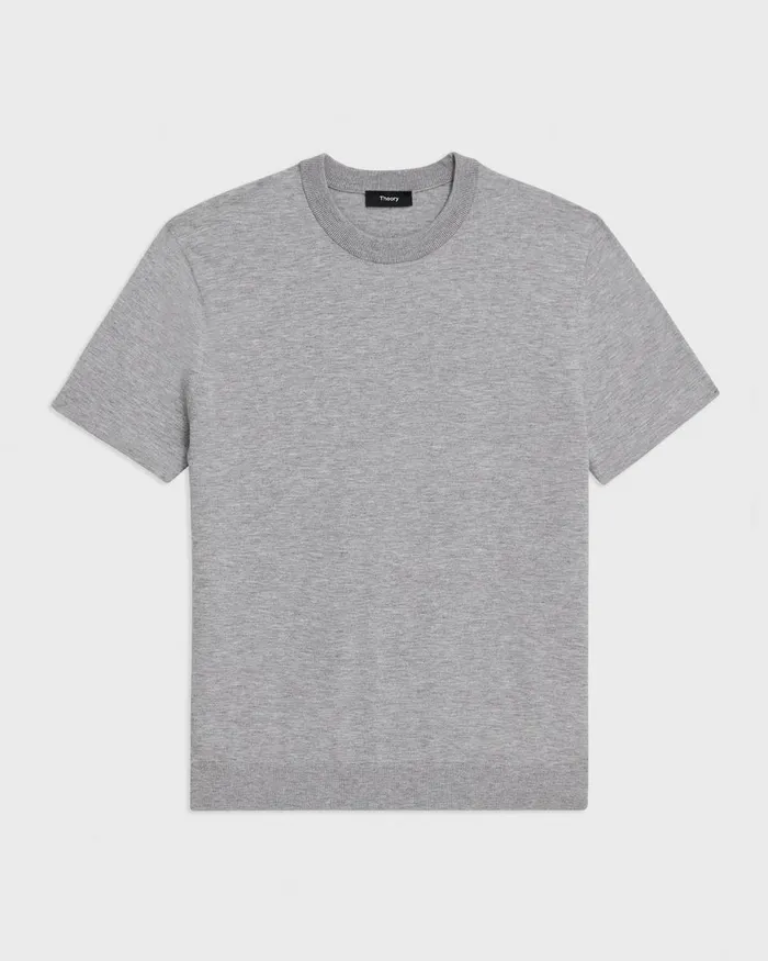 Theory Sweaters Cardigans Sarior ShortSleeve Sweater In Light Bilen Light Grey Heather 8211 Men