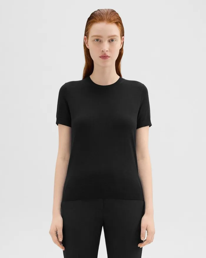 Theory Sweaters Cardigans ShortSleeve Sweater In Regal Wool Black 8211 Women