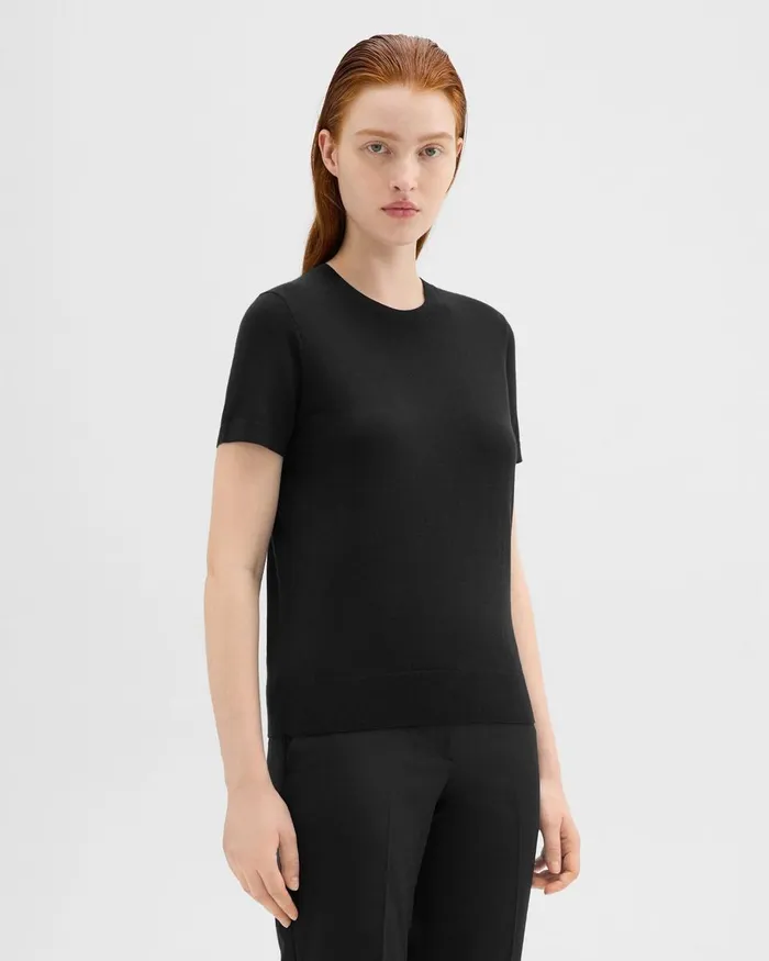 Theory Sweaters Cardigans ShortSleeve Sweater In Regal Wool Black 8211 Women