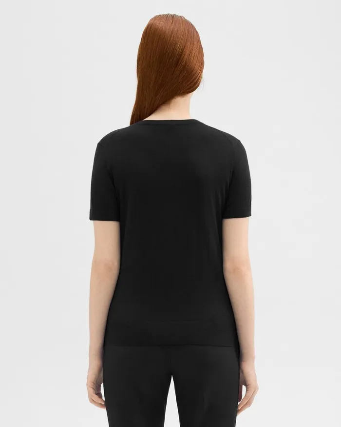 Theory Sweaters Cardigans ShortSleeve Sweater In Regal Wool Black 8211 Women