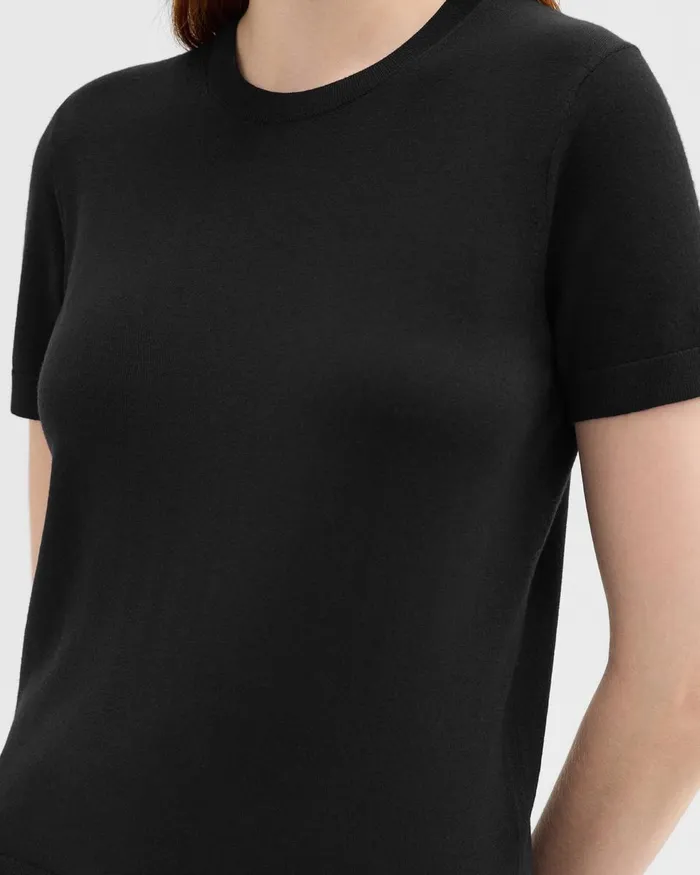 Theory Sweaters Cardigans ShortSleeve Sweater In Regal Wool Black 8211 Women