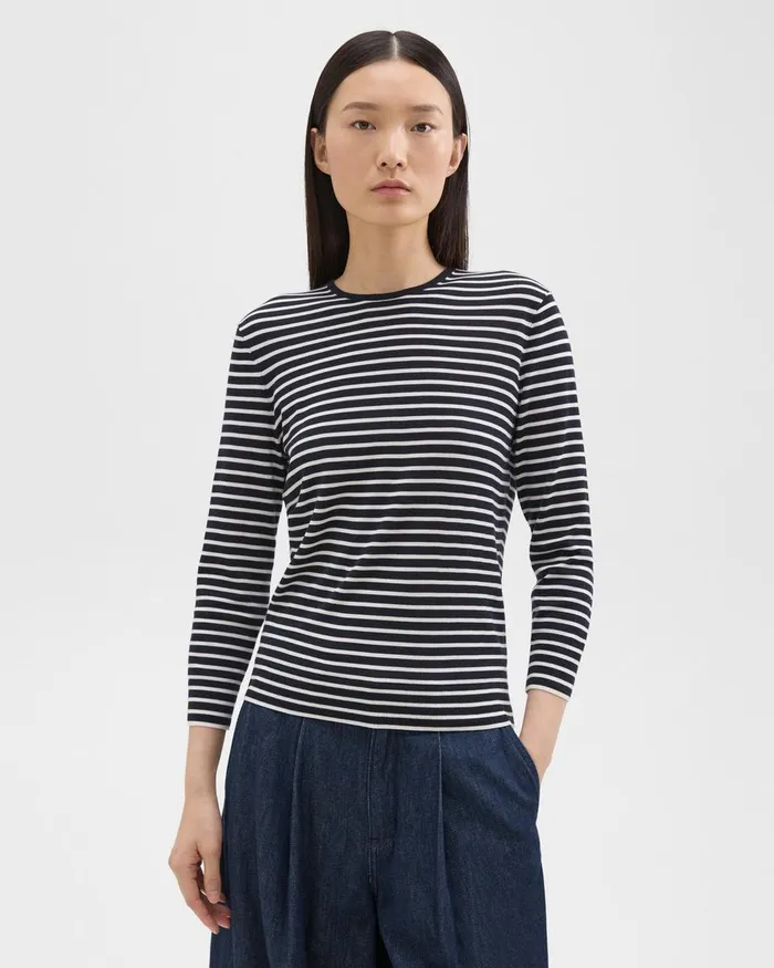 Theory Sweaters Cardigans Shrunken Crewneck Sweater In Regal Wool Navynew Ivory 8211 Women Theory Sweaters Cardigans Shrunken Crewneck Sweater In Regal Wool Navynew Ivory 8211 Women