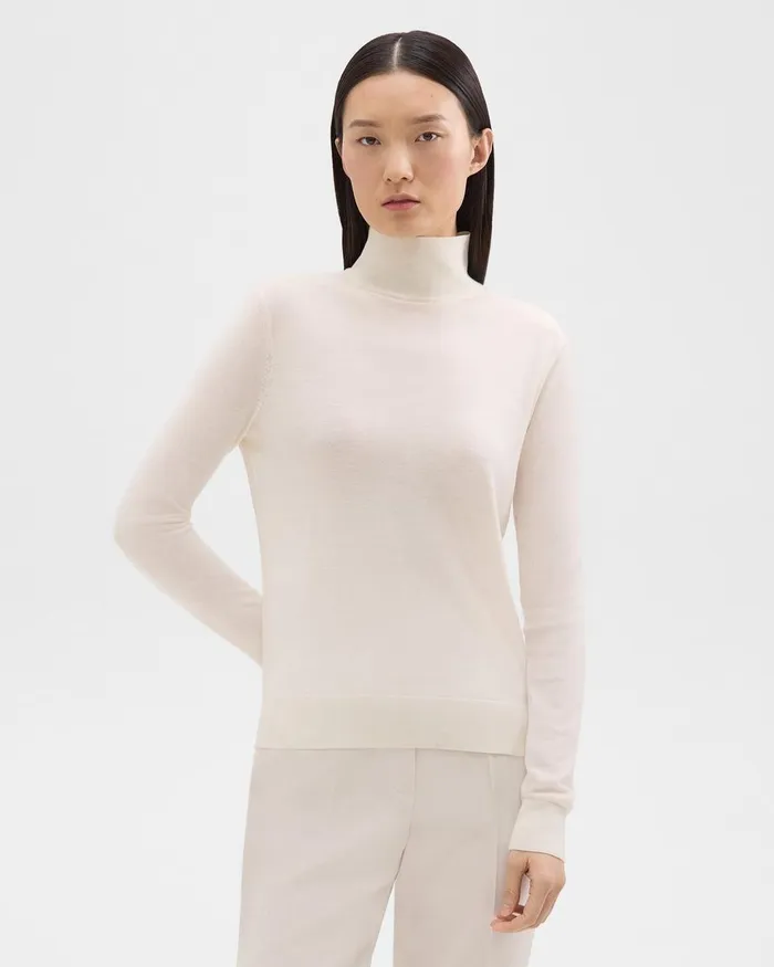 Theory Sweaters Cardigans Turtleneck Sweater In Regal Wool New Ivory 8211 Women