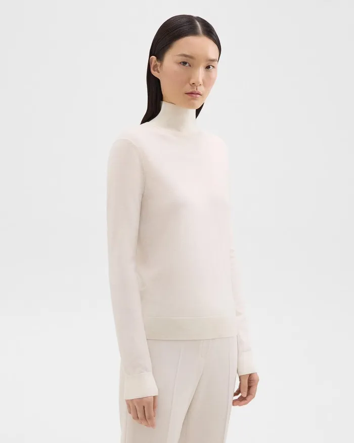 Theory Sweaters Cardigans Turtleneck Sweater In Regal Wool New Ivory 8211 Women
