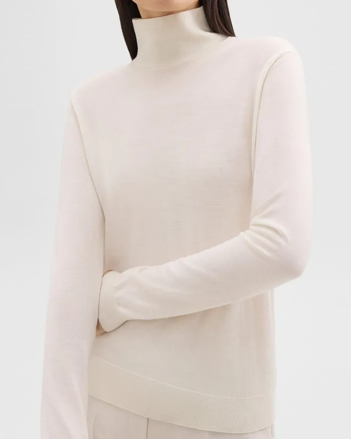 Theory Sweaters Cardigans Turtleneck Sweater In Regal Wool New Ivory 8211 Women