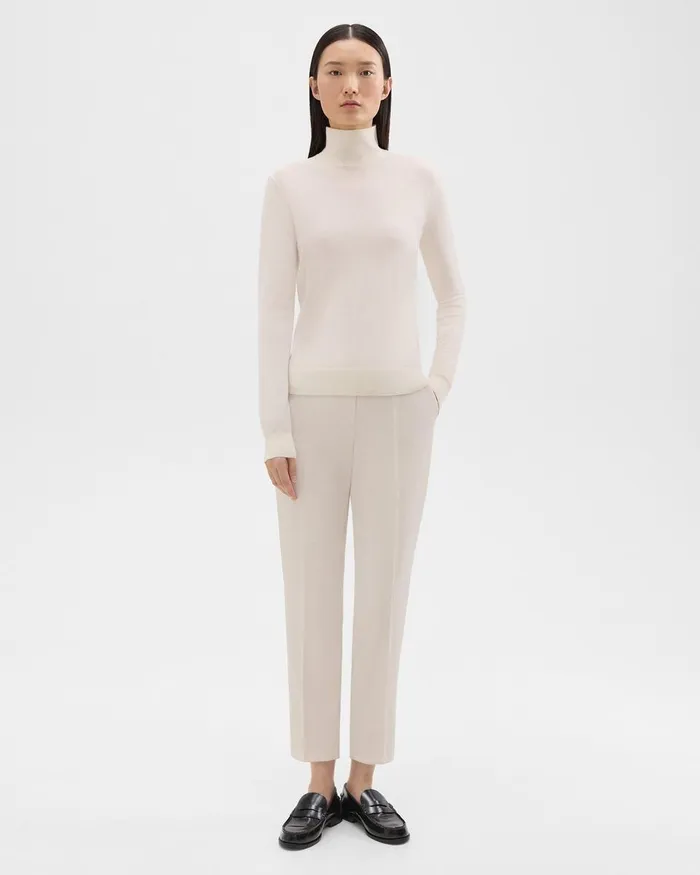 Theory Sweaters Cardigans Turtleneck Sweater In Regal Wool New Ivory 8211 Women