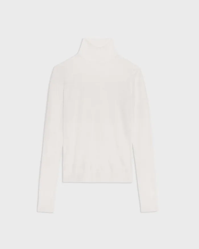 Theory Sweaters Cardigans Turtleneck Sweater In Regal Wool New Ivory 8211 Women