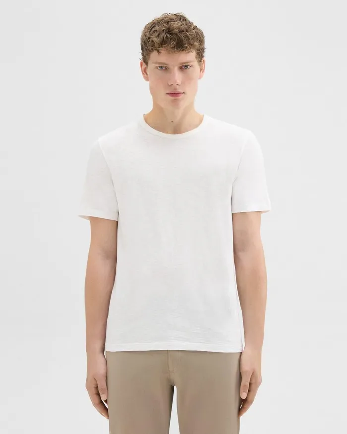 Theory Tshirts Polos Essential Tee In Cosmos Slub Cotton White 8211 Men
