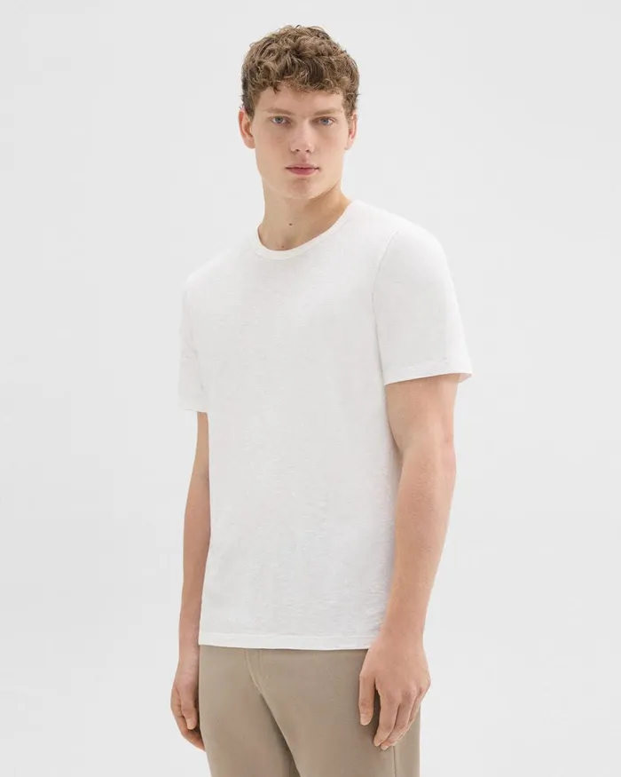 Theory Tshirts Polos Essential Tee In Cosmos Slub Cotton White 8211 Men