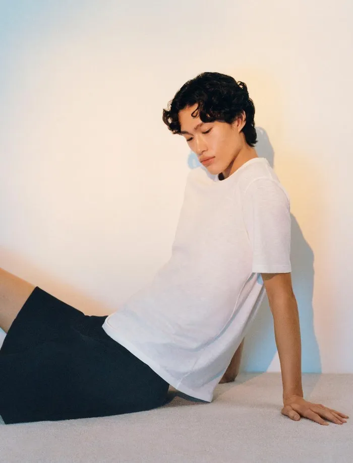 Theory Tshirts Polos Essential Tee In Cosmos Slub Cotton White 8211 Men
