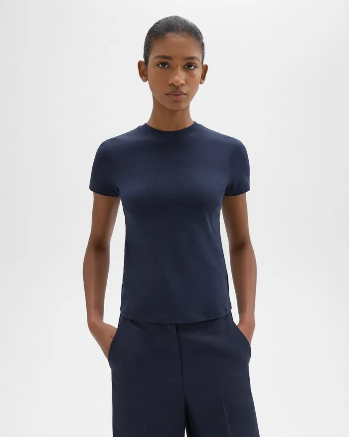 Theory TShirts Tiny Tee In Organic Cotton Nocturne Navy 8211 Women