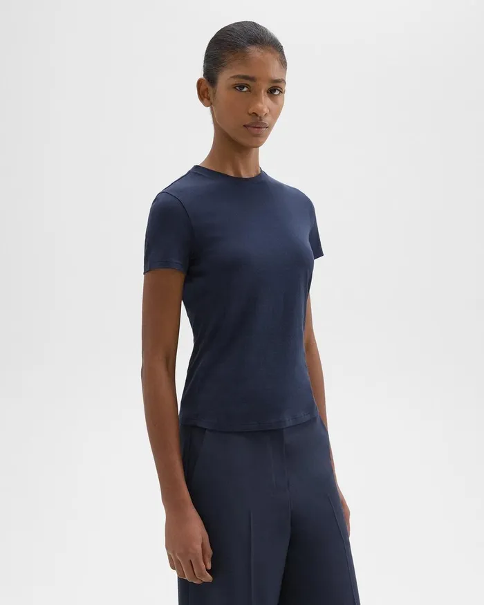 Theory TShirts Tiny Tee In Organic Cotton Nocturne Navy 8211 Women