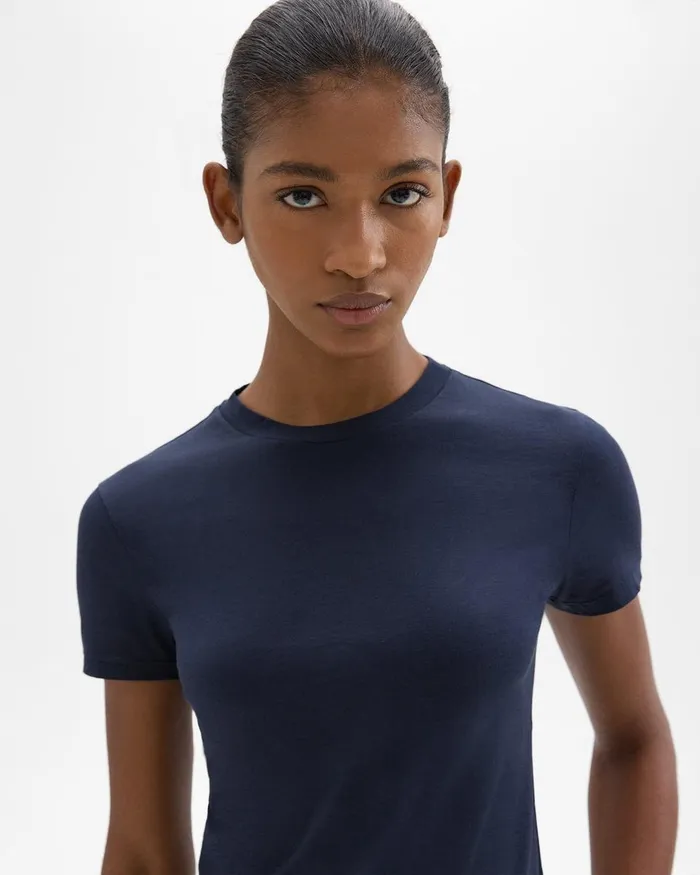 Theory TShirts Tiny Tee In Organic Cotton Nocturne Navy 8211 Women