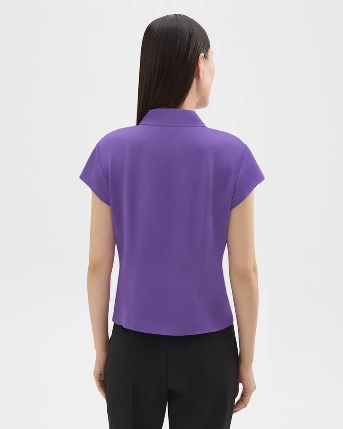 Theory Tops Cap Sleeve Shirt In Silk Georgette Bright Peony 8211 Women