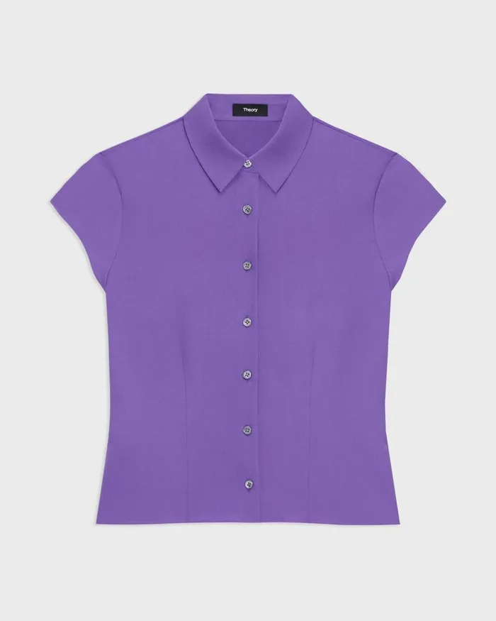 Theory Tops Cap Sleeve Shirt In Silk Georgette Bright Peony 8211 Women