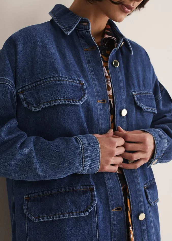 Tianna Oversized Denim Shacket Denim Women Phase Eight Jackets