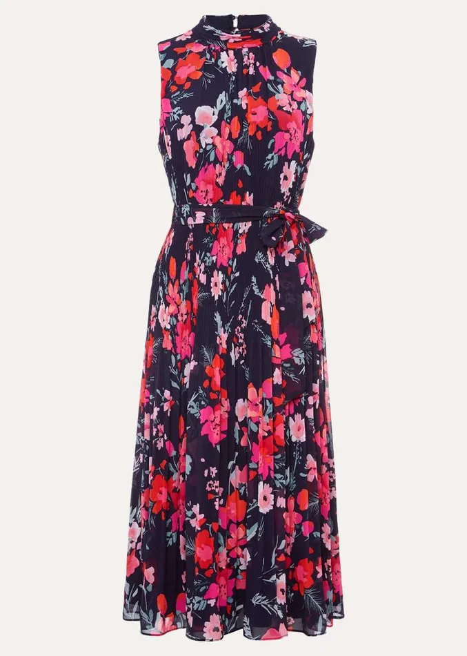 Tillie Floral Pleated Midi Dress Navymulti Women Phase Eight Dresses