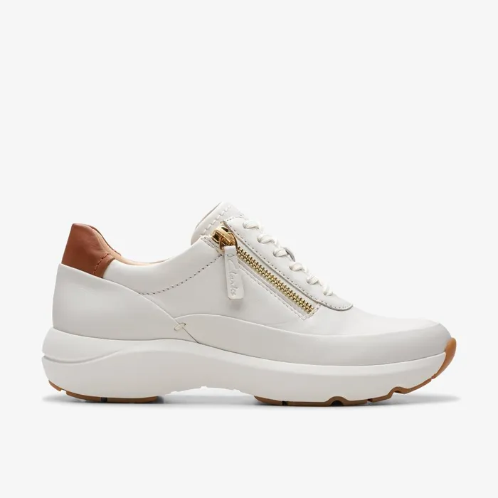 Tivoli Zip Off White Leather Women Clarks Sneakers