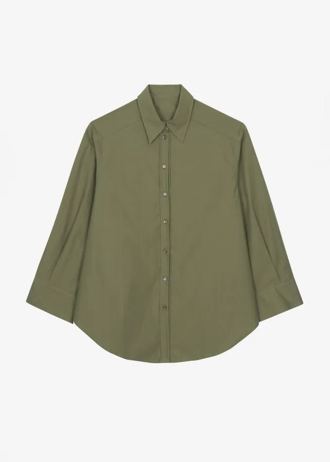 Tops Women The Frankie Shop Prato Button Up Shirt 8211 Khaki