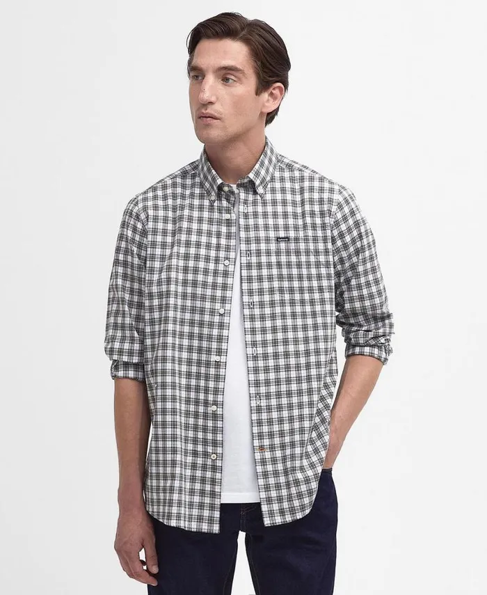 Towerhill Tailored Shirt Classic Navy Men Barbour Shirts