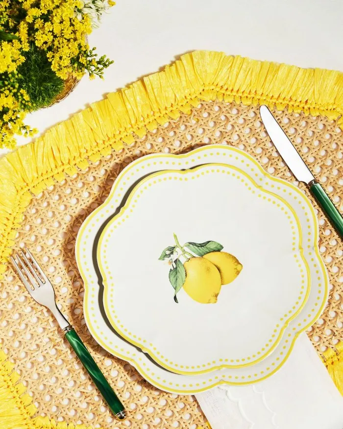 Tutti Frutti Dessert Plate Yellow Women Aquazzura Dinnerware Tutti Frutti Dessert Plate Yellow Women Aquazzura Dinnerware