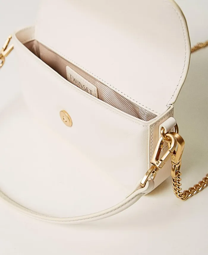 Twinset Amie039 Small Leather Shoulder Bag Old White Women Cross Body Bags Twinset Amie039 Small Leather Shoulder Bag Old White Women Cross Body Bags