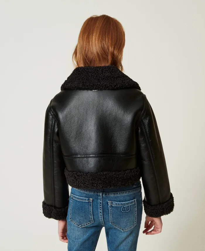Twinset Aviator Jacket With Faux Fur Black Girl Jackets And Outerwear Twinset Aviator Jacket With Faux Fur Black Girl Jackets And Outerwear