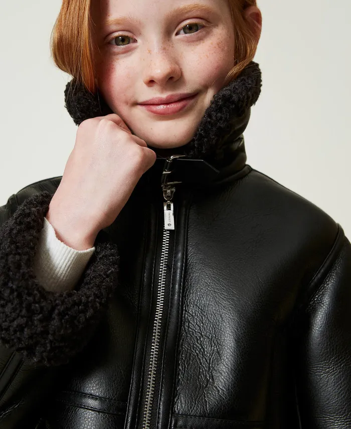 Twinset Aviator Jacket With Faux Fur Black Girl Jackets And Outerwear Twinset Aviator Jacket With Faux Fur Black Girl Jackets And Outerwear