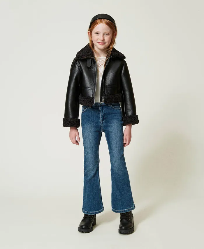 Twinset Aviator Jacket With Faux Fur Black Girl Jackets And Outerwear Twinset Aviator Jacket With Faux Fur Black Girl Jackets And Outerwear
