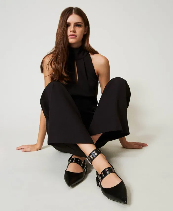 Twinset Ballerina Shoes With Straps Black Women Ballet Flats And Loafers