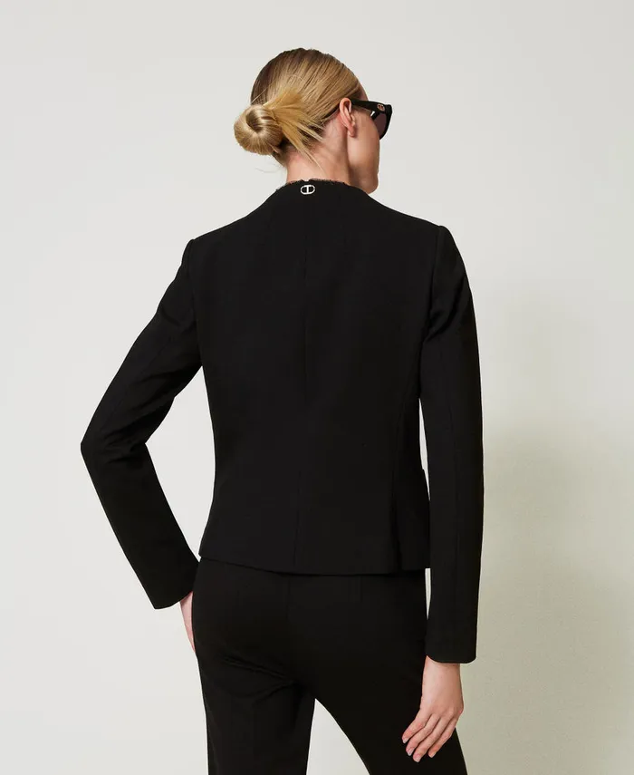 Twinset Blazer With Jewel Buttons Black Women Jackets And Outerwear Twinset Blazer With Jewel Buttons Black Women Jackets And Outerwear