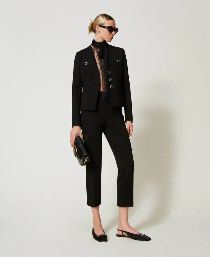 Twinset Blazer With Jewel Buttons Black Women Jackets And Outerwear Twinset Blazer With Jewel Buttons Black Women Jackets And Outerwear