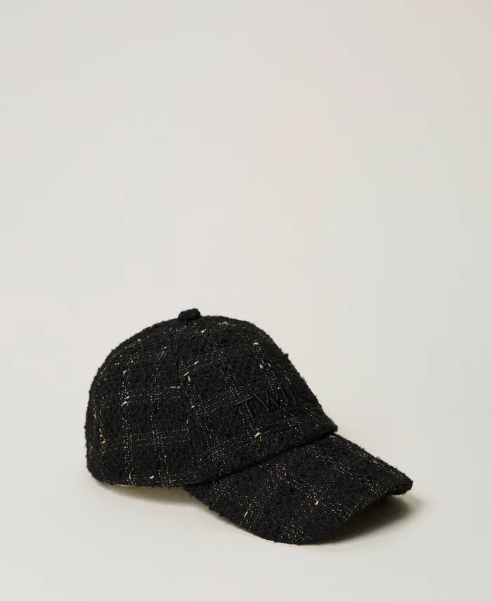 Twinset Boucl Baseball Cap With Logo Black Gold Boucl Women Hats