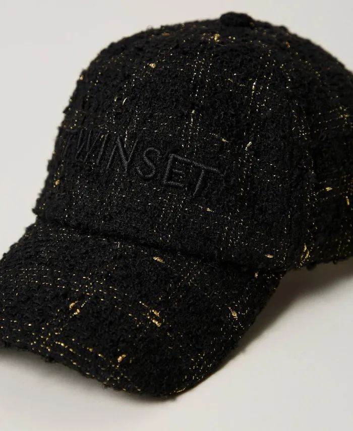 Twinset Boucl Baseball Cap With Logo Black Gold Boucl Women Hats Twinset Boucl Baseball Cap With Logo Black Gold Boucl Women Hats