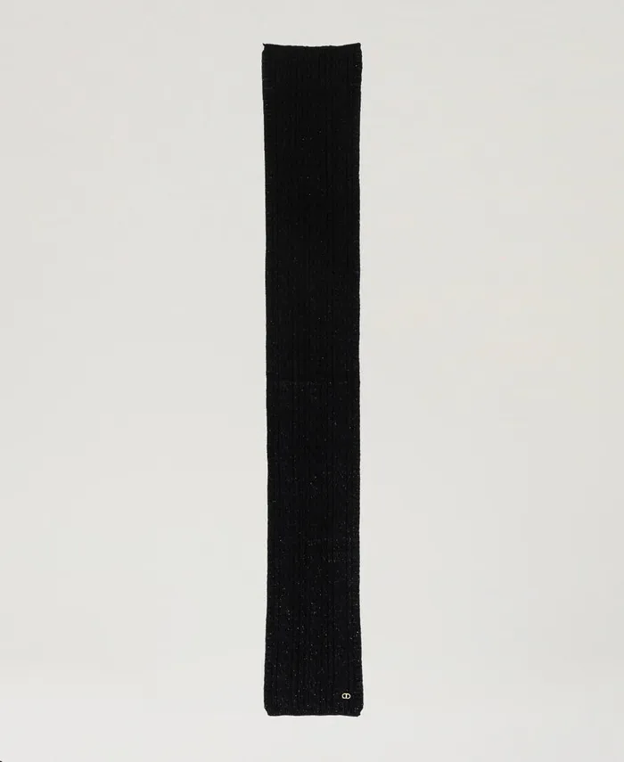 Twinset Cable Knit Scarf With Lurex Black Women Scarves