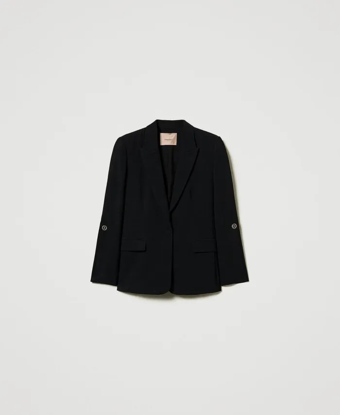 Twinset Cady Crpe Blazer With Cufflinks Black Women Suits And Sets Twinset Cady Crpe Blazer With Cufflinks Black Women Suits And Sets