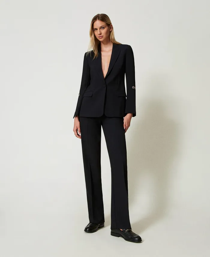 Twinset Cady Crpe Blazer With Cufflinks Black Women Suits And Sets Twinset Cady Crpe Blazer With Cufflinks Black Women Suits And Sets
