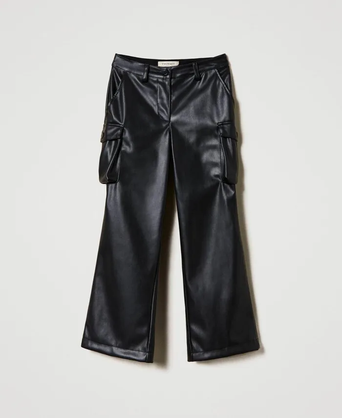 Twinset Cargo Trousers With Utility Pockets Black Girl Trousers And Jeans Twinset Cargo Trousers With Utility Pockets Black Girl Trousers And Jeans