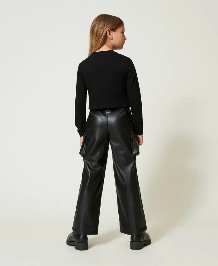 Twinset Cargo Trousers With Utility Pockets Black Girl Trousers And Jeans Twinset Cargo Trousers With Utility Pockets Black Girl Trousers And Jeans