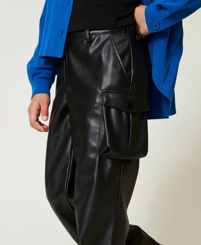 Twinset Cargo Trousers With Utility Pockets Black Girl Trousers And Jeans Twinset Cargo Trousers With Utility Pockets Black Girl Trousers And Jeans