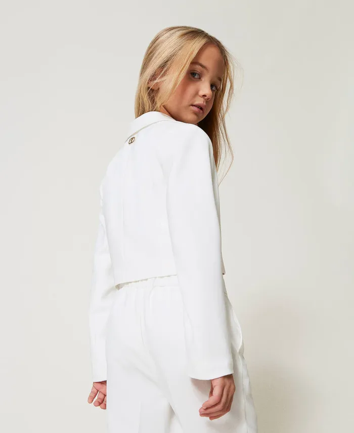Twinset Crpe Spencer Jacket Bicolour Ice White Black Girl Jackets And Outerwear Twinset Crpe Spencer Jacket Bicolour Ice White Black Girl Jackets And Outerwear