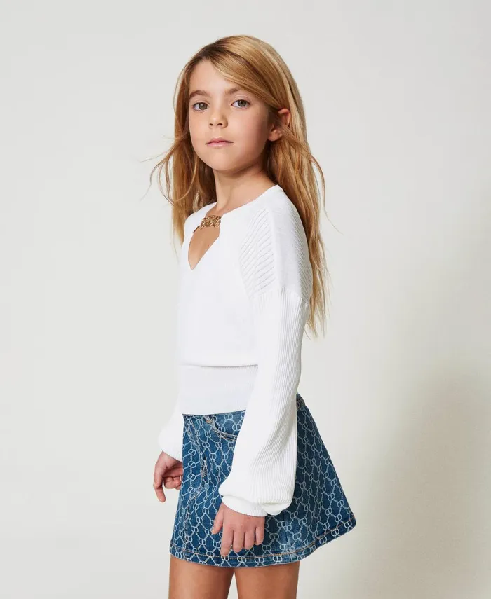 Twinset Denim Miniskirt With Oval T Logo All Over Mid Denim Logo Girl Skirts Twinset Denim Miniskirt With Oval T Logo All Over Mid Denim Logo Girl Skirts