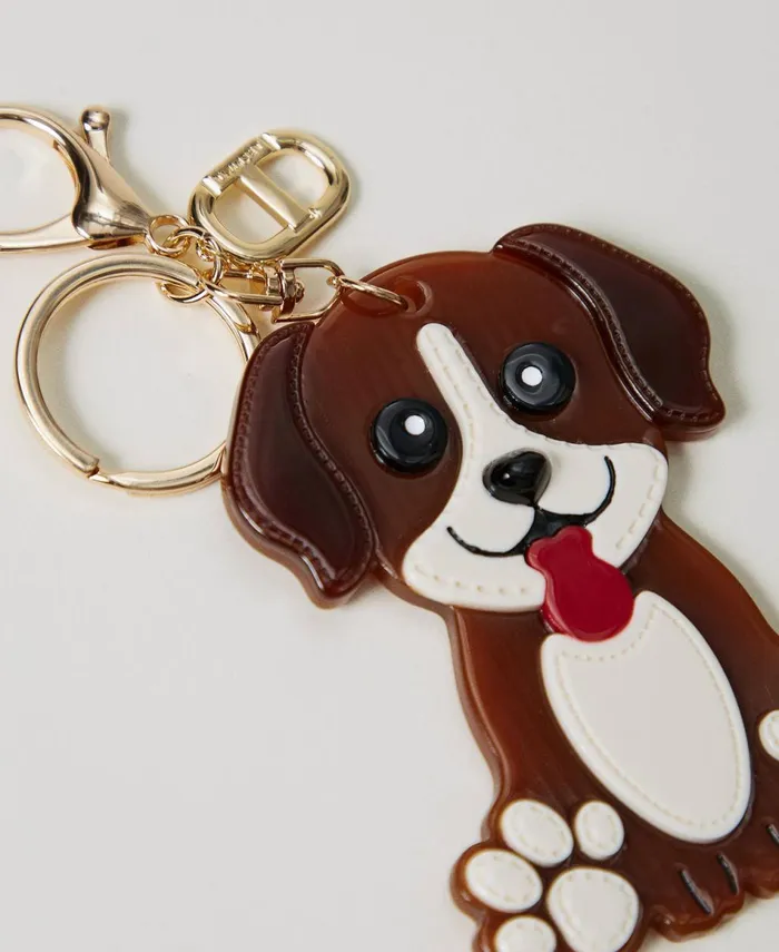 Twinset Dog Keyring With Oval T Twotone Chantilly Cigar Beige Women Wallets And Keyrings Twinset Dog Keyring With Oval T Twotone Chantilly Cigar Beige Women Wallets And Keyrings