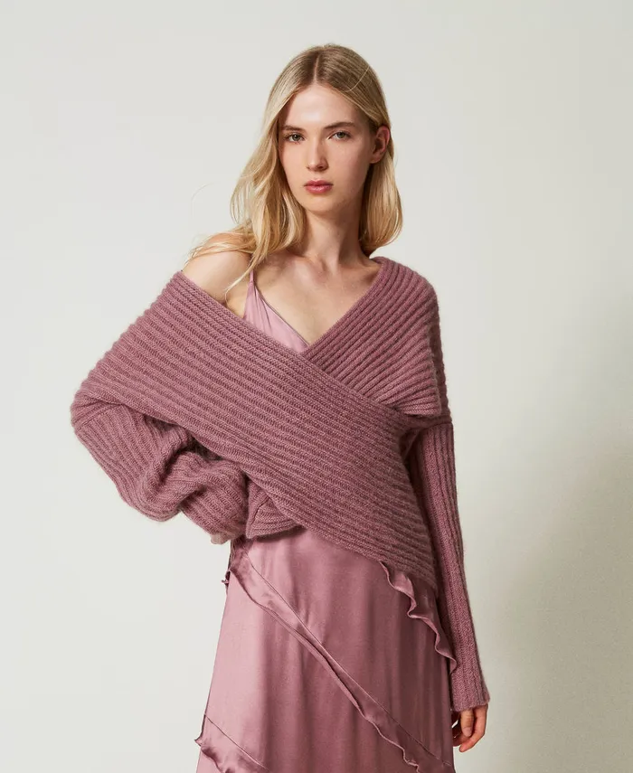 Twinset DualUse Mohair Blend Jumper Ruby Chocolate Pink Women Jumpers And Cardigans