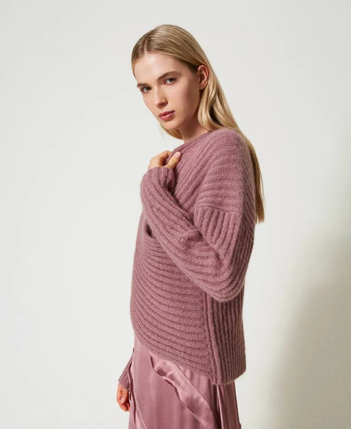 Twinset DualUse Mohair Blend Jumper Ruby Chocolate Pink Women Jumpers And Cardigans