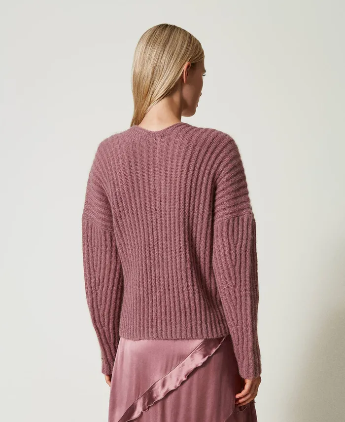 Twinset DualUse Mohair Blend Jumper Ruby Chocolate Pink Women Jumpers And Cardigans
