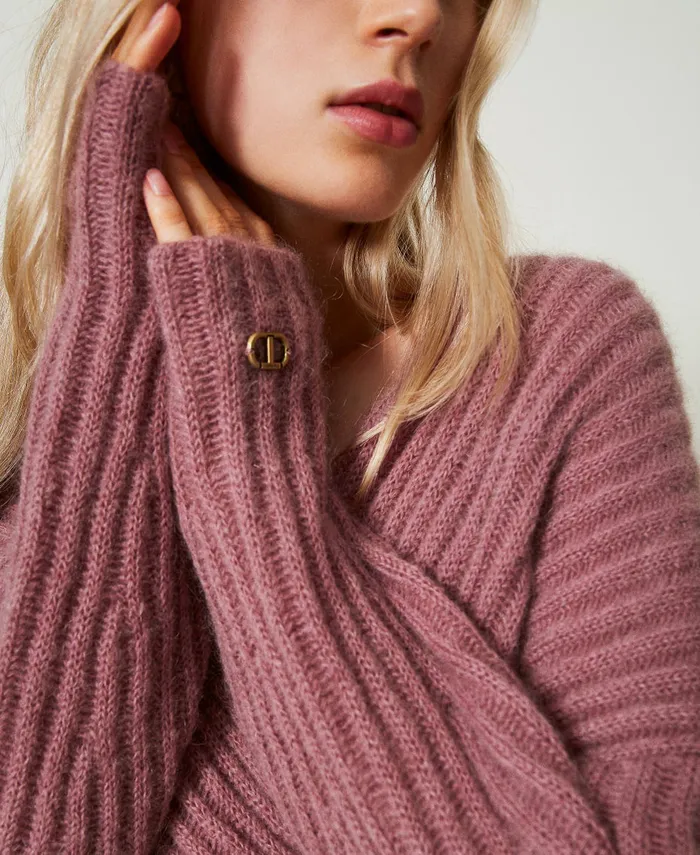 Twinset DualUse Mohair Blend Jumper Ruby Chocolate Pink Women Jumpers And Cardigans